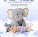 5 Pieces Elephant Stuffed Animals for Girls, 1 Mommy Elephant with 4 Babies Soft Plush Set Toys Gifts for Kids Children 3 4 5 6 7 8 9 Years, Christmas, Birthday, Children's Day by TinyTreasures Baby Boutique