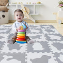 qqpp EVA 18 Tiles Baby Play Mat for Playing, Interlocking Foam Floor Mats for Tummy Time & Crawling, Flooring Tiles with Animals Puzzle for Kids. QP-51(AL) b18N by TinyTreasures Baby Boutique