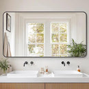 Bathroom Mirror 55" x 30", Large Rectangle Wall Mirror, Black Metal Frame Wall Mounted Mirrors for Bathroom, Vanity, Bedroom, Entryway Decor(Horizontal/Vertical) by CozyNest Decor