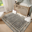 Washable 3x5 Entryway Rug Indoor, Boho Non-Slip Silicone Backing Small Rugs for Kitchen Nursery Office Bedroom, 0.3" Neutral Oriental Throw Carpet with 0.16" Cushioning Pad, Black/Multi by TinyTreasures Baby Boutique