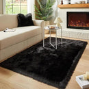AMTOVO Faux Fur Sheepskin Rug for Living Room, 4 x 6 ft Black Fluffy Area Rug for Bedroom, Playroom, Luxury Room Decor, Rectangle by CozyNest Decor