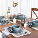 GBHOME Ceramic Dinnerware Sets for 4, 12 Pieces Stoneware Plates and Bowls Sets, Reactive Glaze Dishes -Scratch Resistant, Dishwasher&Microwave Safe, Space Blue by CozyNest Decor