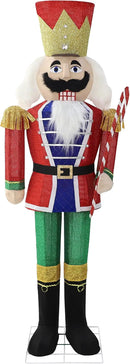 5FT Lighted Nutcracker with Candy Cane for Christmas Decoration, 3D Pre-Lit Iridescent Soldier Xmas Decor with 100 Warm White Lights, Glittered Standing Holiday Display for Outdoor, Indoor by CozyNest Decor