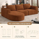 Modular Sectional Sofa with L-Shape Chaise,Cloud Sectional Modern Sleeper Couch with Deep Seat,Sponge Compression Sofas No Assembly Required (Brown-Corduroy Fabric) 1PCS by CozyNest Decor