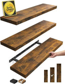 BAYKA Floating Shelves for Wall, 22.5 inches Wall Mounted Rustic Wood Shelves for Bathroom, Bedroom, Living Room, Floating Shelves for Books/Storage/Decor(Rustic Brown,Set of 3) by CozyNest Decor