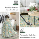 Wonnitar Machine Washable Area Rugs 9x12, Soft Sage Green Floral Rug for Living Room Bedroom, Ultra-Thin Large Foldable Boho Carpets for Playroom Classroom Dining Room by CozyNest Decor