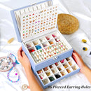 Earrings Jewelry Box for Girls, 5 Layers Jewelry Organizer with Earring Holder Organizer for Girls Earring Organizer Jewelry Boxes for Women Earrings and Necklaces Jewelry Box Organizer Blue by TinyTreasures Baby Boutique