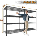 REIBII 81.5''W Storage Shelves 3680LBS Garage Shelving Heavy Duty 4 Tier Metal Shelving Unit Adjustable Wire Shelf and Storage Pantry Shelves for Kitchen Garage，81.5Wx23.62Dx70.86H，Black by CozyNest Decor