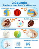 Vanmor Sensory Sports Balls for Babies 6-12M+, 6 Pack Machine Washable Plush Ball Set with Crinkle, Rattles, Squeaky Sounds, Toddler Learning Toys, Portable Travel Bag, Baby Shower Toy for Newborn by TinyTreasures Baby Boutique