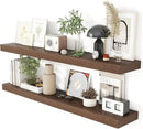 Heimlove 48 Inch Floating Shelves for Wall 8 Inch Deep Walnut Shelves Set of 2,Wall Mounted Rustic Wood Long Floating Shelf，Large Display & Storage Shelf with Invisible Brackets by CozyNest Decor
