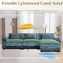 URRED Modular Sectional Sofa Comfy Cloud Couch, Modern Chenille Sofa Sleeper Deep Seat Couches with Ottoman/Pillows for Living Room (Blue, 117''- L Shape) by CozyNest Decor
