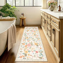 Floral 2x6 Area Rug Machine Washable Soft Print Boho Carpet Non Slip Doormat Low Pile Flower Area Rugs for Living Room Bedroom Nursery Kitchen Dining Room Indoor-Beige/White/Orange by TinyTreasures Baby Boutique