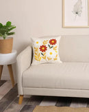Throw Pillow Cover with Sunflower Embroidery – 18x18 inch Handmade Punch Needle Cushion – 100% Cotton Decorative Pillow for Couch, Bed or Living Room – Boho Floral Home Decor by CozyNest Decor