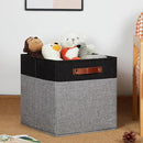 HNZIGE Storage Baskets for Organizing, Set of 4, Square Fabric Storage Cubes Bins 13 x 13, Collapsible Black Storage Bins for Shelves, Closets, Nursery, Home, Office (Black&Grey) by CozyNest Decor