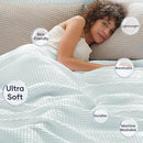 PHF Ultra Soft Waffle Weave Blanket King Size 104"x 90"- Washed Lightweight Breathable Cozy Woven Blanket for Bed - Aesthetic Decor for Couch Bedding Sofa Home Car - Ice Blue by CozyNest Decor