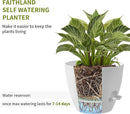 FaithLand 3-Pack Planter Pots, 10 9 8 Inch Self Watering Flower Pots for Indoor Outdoor Garden Plants, White with Brown by CozyNest Decor