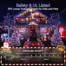 Hezbjiti 2 Pack 1000 LED 403 FT Christmas String Lights Outdoor, 8 Lighting Modes IP44 Waterproof Fairy Lights with Timer and Dimmable Function for Party Tree Decorations (Blue, Clear Wire) by GreenHaven Gardens