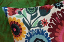 Polish Floral Decorative Pillow Cover Hand Embroidered Cream Flower Pillowcase White Botanical Traditional Outdoor Cushion Suzani Chair Pillowsham Couch Wool 18x18 Inch by CozyNest Decor