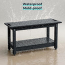 35" Shower Bench, Waterproof Poly Lumber Shower Stool for Shaving Legs, Shower Chair Seat Holds up to 400lbs, Bathroom Bench for Inside Shower, Non-Slip (Black) by TinyTreasures Baby Boutique