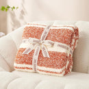 Snuggle Sac Orange Fall Throw Blanket for Couch, Reversible Super Soft Blankets Warm Cozy Knit Fuzzy Plush Blankets for Sofa,Living Room, Stripe Orange,50x60 inches by TinyTreasures Baby Boutique