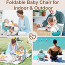 Baby Travel Booster Seat with Double Tray, BabyBond Upgraded Toddler Portable Baby Chair, Booster Seat for Dining Table, Stable and Foldable Booster Baby Chair for Indoor/Outdoor (Blue Sea World) by TinyTreasures Baby Boutique
