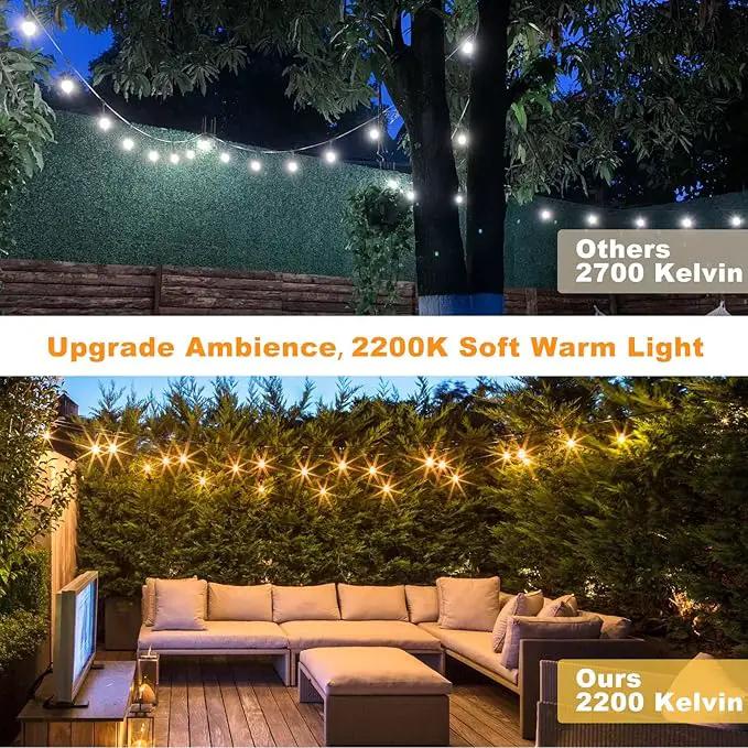 Achin Outdoor String Lights 150 Feet LED Waterproof Patio Lights with 50 Shatterproof Dimmable Warm Edison Bulbs String Lights for Outdoor Gazebo Bistro Wedding Birthday Party Lights, Connectable, photo 4 of 6