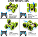Remote Control Car for Kids Ages 6+, RC Cars Stunt Car Toy 4WD Double Sided 360° Rotating Remote Control with Headlights, Birthday Xmas Gifts for Boys 6 7 8 9 10 11 12 Green by TinyTreasures Baby Boutique
