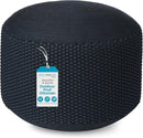 BIRDROCK HOME Outdoor Pouf Ottoman | Hand Woven Waterproof Foot Stool with Bead Bag Filling | Boho Foot Rest for Patio, Living Room, Porch & Outdoor Seating | Lightweight, Soft Stuffed Chair | Navy by CozyNest Decor