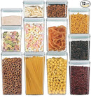 Pop Containers with Lids - Stackable Airtight Food Storage, Kitchen Pantry Storage Containers for Snacks Candy Salt Herbs Spices BPA-Free (12PCS (1.2 + 2.0 + 2.7 + 3.3 Qt) * 3) by CozyNest Decor
