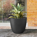 Kante 18 Inch Dia Round Concrete Planter, Indoor Outdoor Large Plant Pot with Drainage Hole and Rubber Plug for Home Patio Garden, Black by GreenHaven Gardens