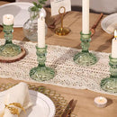 12PCS Green Candlestick Holders Set- 4" H Taper Candle Holders, Glass Candle Holders Bulk for Wedding, Party, Home Table Centerpieces, Festival Gifts & Windowsill Decor by CozyNest Decor