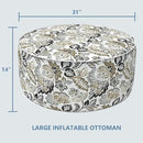LVTXIII Outdoor Inflatable Ottoman, Fade-Resistant Round Footrest Stool D31”x H14”, Portable Patio Pouf for Garden Camping or Home Use, Dailey Tan by CozyNest Decor
