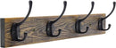 IBosins Wall Mounted Coat Rack, Entryway Hanging , Metal Wood Rack with 4 Black Literary Rustic Hooks Rail for Scarf, Bag, Towel, Key, Cap, Cup, Hat (Brown) by CozyNest Decor