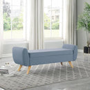 HomePop Modern Storage Bench with Wood Legs |Homepop Home Décor|Bench with Storage for Living Room & Bedroom - French Blue Woven by CozyNest Decor