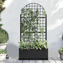 Casaphoria Metal Raised Garden Bed with Trellis and Wheels, 72"x35"x16" Arched Planter Box for Climbing Plants, Vegetables & Vines, Features Drainage Holes and Privacy Screen (Black-Grid) by GreenHaven Gardens