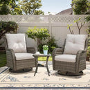 3 PCS Patio Furniture Set - Mixed Grey Wicker Swivel Rocking Chairs with Side Table, Furniture Set for Outdoor by GreenHaven Gardens