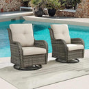 Outdoor Patio Swivel Rocker Chairs - Wicker Rattan Patio Swivel Rocking Chairs Set of 2 with High Back,Deep Seating and Comfort Cushions for Deck Porch Garden,Mixed Grey/Beige by GreenHaven Gardens