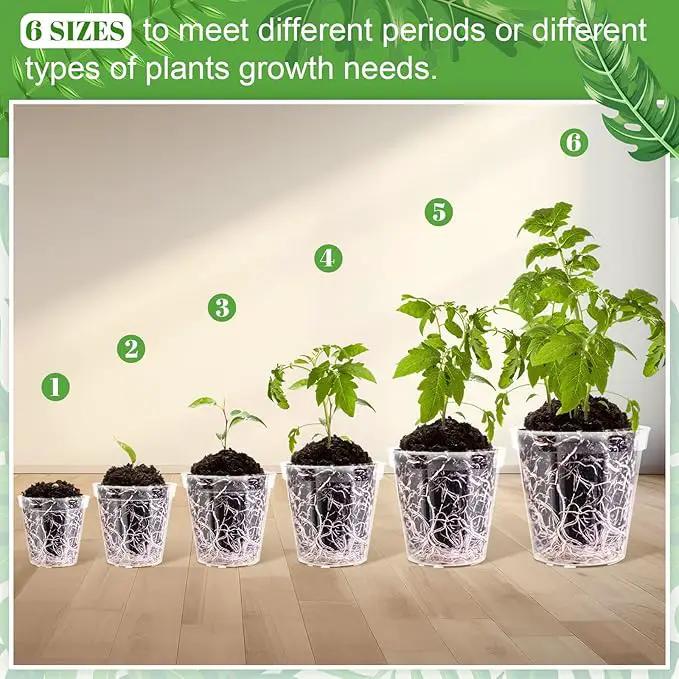 Vesici Large Size Clear Nursery Pots Variety Pack Plant Pots with Drainage Holes Planters for Indoor Plants Flexible Transparent Plastic Plant Bottle Succulents(24 Pcs,4/5/6/7/8/9 Inch), photo 3 of 6