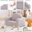 Welnow 2-in-1 Kids Sofa Chair, Convertible Toddler Chair Flip Out Children Sofa Chair with Wave Armrests Folding Kids Play Sofa with Side Pockets & Removable Cover Armchair for Girl or Boy by CozyNest Decor
