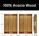 Acacia Wood Serving Tray with Handles (Set of 2)- 17-Inch Decorative Wooden Tray - Perfect for Breakfast, Lunch, Dinner, Ottoman, Coffee Table - Living Room and Couch Tray by CozyNest Decor