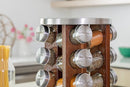 Orii 20 Jar Dark Acacia Wood Spice Rack with Spices Included - Rotating Tower Organizer for Kitchen Spices and Seasonings, (Dark Stained Acacia Wood) by CozyNest Decor