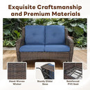 8 Piece Outdoor Patio Furniture Set - 41" CSA Propane Fire Pit Table Patio Conversation Set with Swivel Rocker Outdoor Chairs, Wicker loveseat and Ottoman for Outside Casual Gathering by GreenHaven Gardens