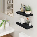 Fun Memories Rustic Black Floating Shelves 24 Inch Long, 8 Inch Deep Floating Shelf, 24 x 8 Wall Shelves Set of 2, Deep Black Bathroom Shelves, 24 Long Floating Bookshelf Wall Mounted by CozyNest Decor