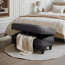Ottoman Rectangular Storage Ottoman Bench, Faux Leather Footrest, Coffee Table, Stool Footstool with Hinged Lid for Living Room, Bedroom, Entryway, Black, 35"x23.5"x17.5" by CozyNest Decor