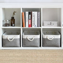 TheWarmHome Storage Basket for Organizing - 15.7x11.8x8.2 inch Large 3 Pack Collapsible Storage Bins for Shelves, Fabric Storage Cubes for Gift Closet Linen Organization (White & Grey) by TinyTreasures Baby Boutique