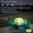 WNP Solar Powered Outdoor Decorative Lights Waterproof Lotus Flower with Crackle Glass Globe and Metal Base for Garden Patio Pathway Yard Tabletop Decor,Birthday Gift for Mom Sister Grandma by GreenHaven Gardens