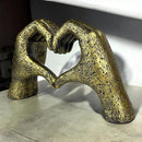 Top Brass Large Rustic Heart Hands Sculpture, 9 3/4” Resin Love Statue – Romantic Decor Accent for Shelf or Mantel – Perfect for Wedding, Valentine's Day or Anniversary (Weathered Bronze) by CozyNest Decor