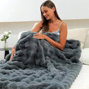 RYNGHIPY Faux Fur Throw Blanket Double Side Thick and Warm Plush Fluffy Faux Rabbit Fur Decoration for Couch Sofa Chair and Bed Cozy Winter Blanket (Dark Grey, 63''x79'') by CozyNest Decor