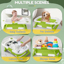 Collapsible Baby Bathtub,Baby Bath Tub with Thermometer & Soft Cushion,Baby Bathtub for Newborn to Toddler 0-36 Months,Portable Travel Baby Tub with No-Slip Feet,Baby Shower Gifts,Green by TinyTreasures Baby Boutique