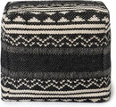 REDEARTH · Tufted Pouf Ottoman with Filler Textured Storage Cube Bean Bag Pouffe Footrest for Living Room, Bedroom, Nursery, Kidsroom; 100% Cotton (17.5"X17.5"X17.5", Ziggurat Obsession Black) by CozyNest Decor
